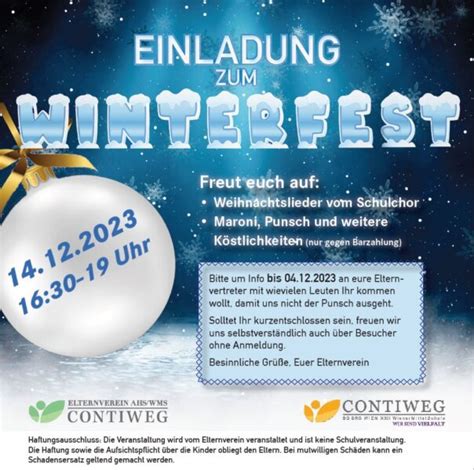 Einladung Winterfest Des Elternvereins Am Contiweg