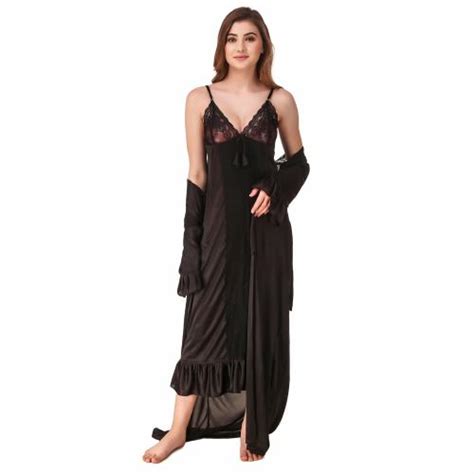 Buy Reposey Womens Satin Solid Maxi Length Nighty With Robe 2pc326