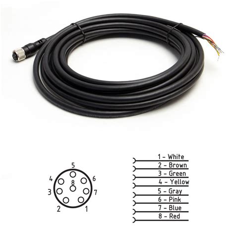 7683 8-Pin Extension Cable with Female M12 Connector and lead, 5M Long ...