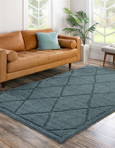 Light Blue 8 X 10 Trellis Shag Rug Esalerugs