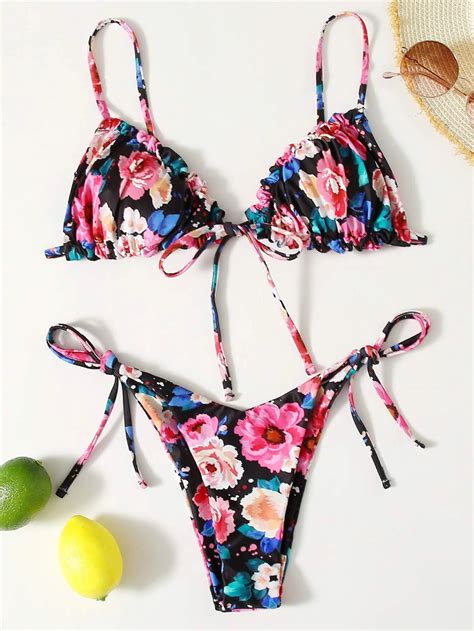 Floral Knot Front Tie Side Bikini Swimsuit Artofit