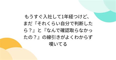 もうすぐ入社して1年経つけど、まだ『それくらい自分で判断したら？』と『なんで確認取らなかったの？』の線引きがよくわからず嘆いてる Togetter [トゥギャッター]