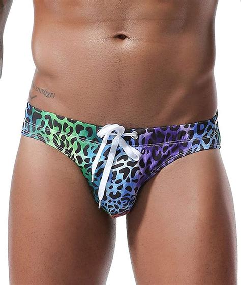 Mizok Mens Briefs Swimsuit Sexy Low Rise Bikini Swimming Trunks Leopard L Walmart
