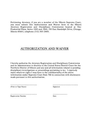 Fillable Online Ilnd Uscourts Authorization And Waiver Form Northern