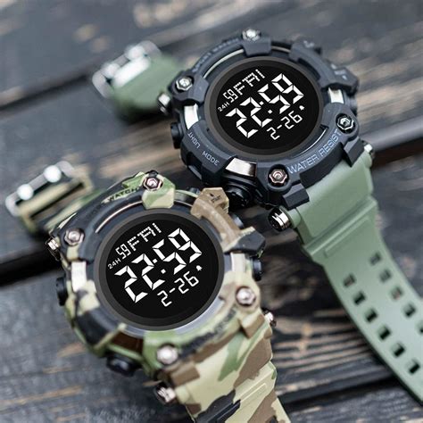 SHIYUNME Men Sports Watch 5ATM Dive Swim Climbing LED Digital Miltary