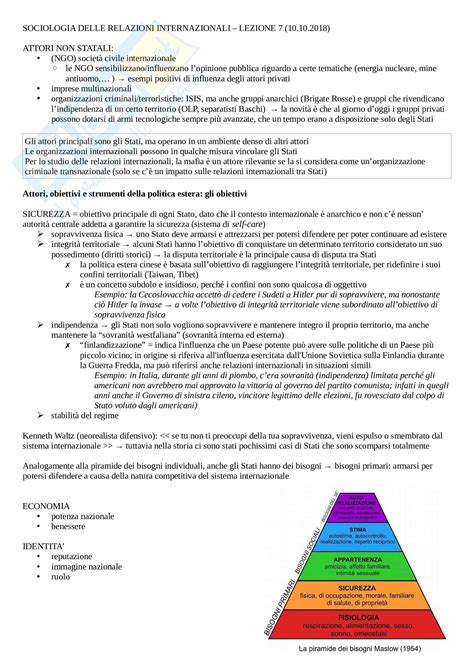 Appunti Lezioni Di Sociologia Delle Relazioni Internazionali