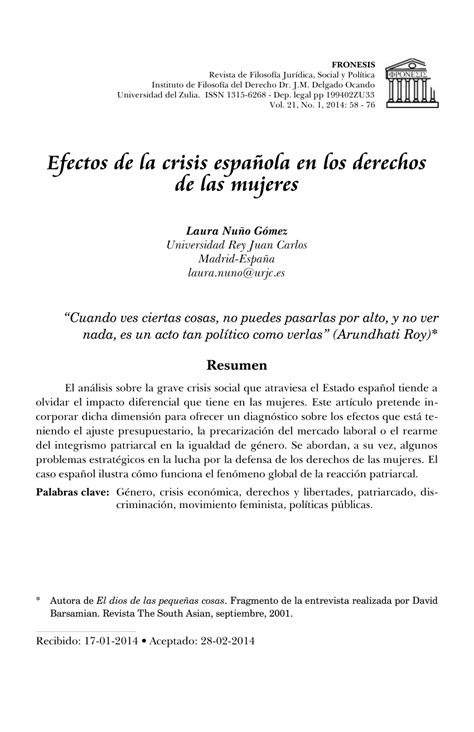 PDF Efectos de la crisis española en los derechos de las mujeres