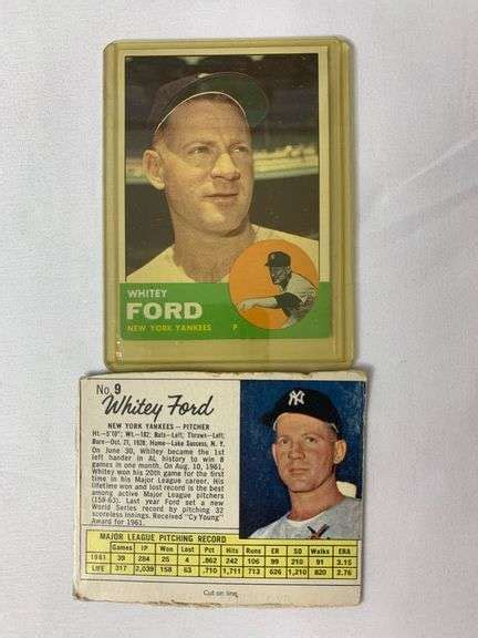 1962 63 Whitey Ford New York Yankees Baseball Cards Aumann Auctions Inc