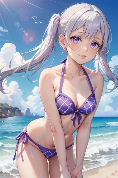 A Woman In A Bikini On The Beach With A Blue Sky Seaart Ai