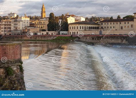 A View of the Arno River at Sunset, Close To Lungarno Amerigo Vespucci ...