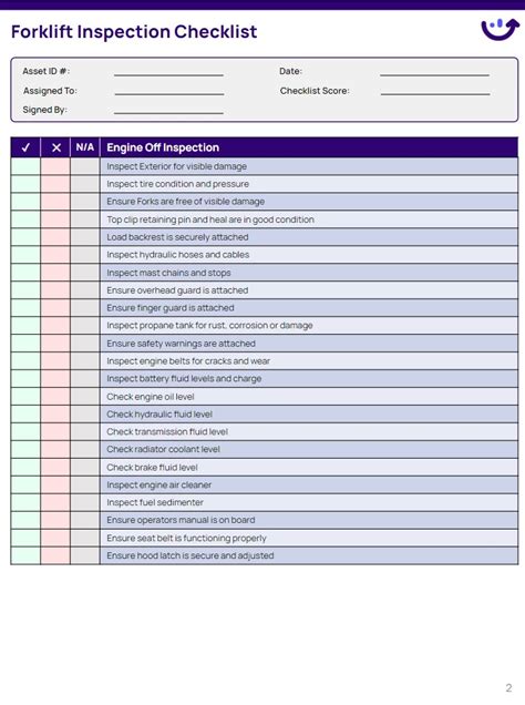 Electric Forklift Preventive Maintenance Checklist 55 Off