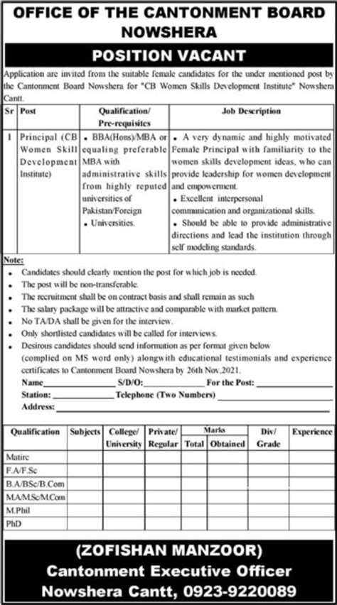 Cantonment Board Nowshera Jobs 2021 2024 Job Advertisement Pakistan