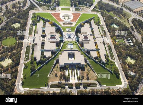 Parliament House Capital Hill Canberra Act Australia Aerial Stock Photo