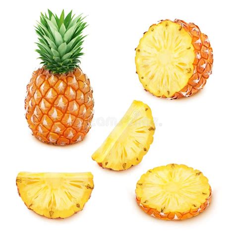 Pineapple Set Whole And Sliced Pineapples Stock Photo Image Of Pulp