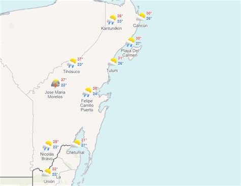 Clima Para Hoy En Canc N Y Quintana Roo Nublado Con Ambiente Caluroso