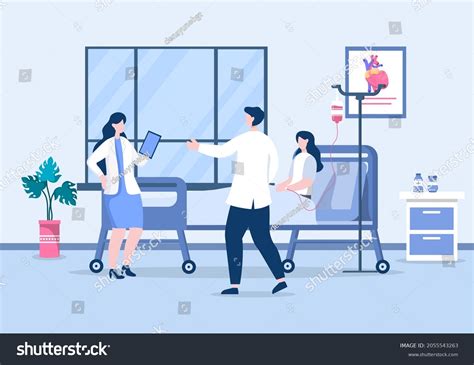 Doctor Checking Patient Hospital Room Background Stock Vector Royalty