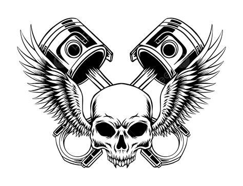 Biker Skull Image Biker Skull Piston Png And Vector With Transparent