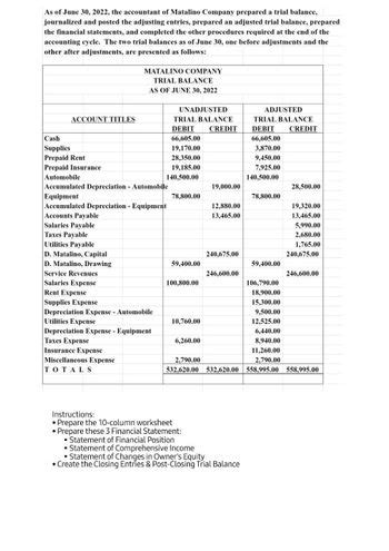 Answered Instructions Prepare The 10 Column Worksheet Prepare