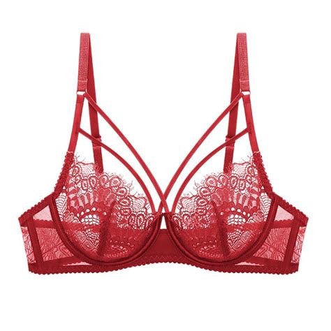 Red Ultra Thin Sexy Lace Lingerie Big Chest Slimming Thin Belt Breast Shaping Breast Holding