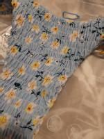 ZAFUL Ditsy Print Smocked String Bikini Swimwear In LIGHT BLUE ZAFUL 2024