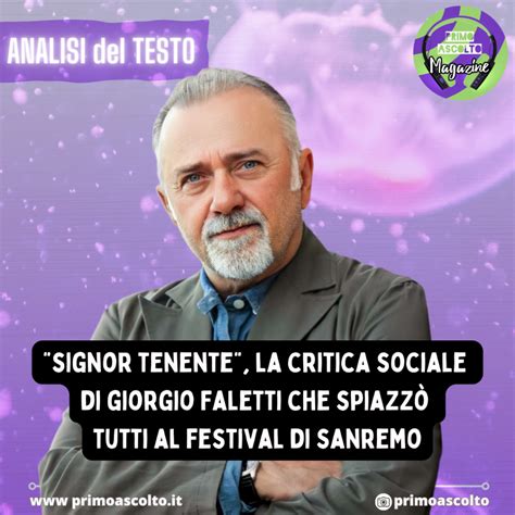 Signor Tenente La Critica Sociale Di Giorgio Faletti Che Spiazz