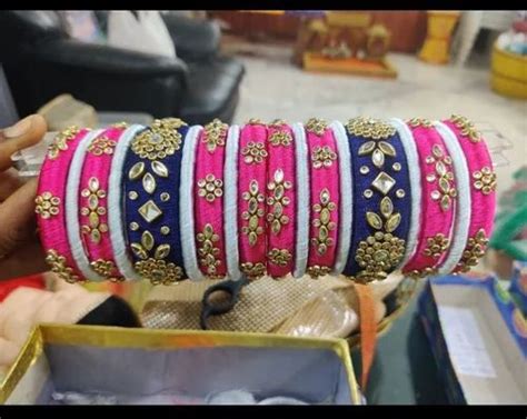 Pink Kundan Silk Thread Bangle Set At Rs Set In Anantapur Id