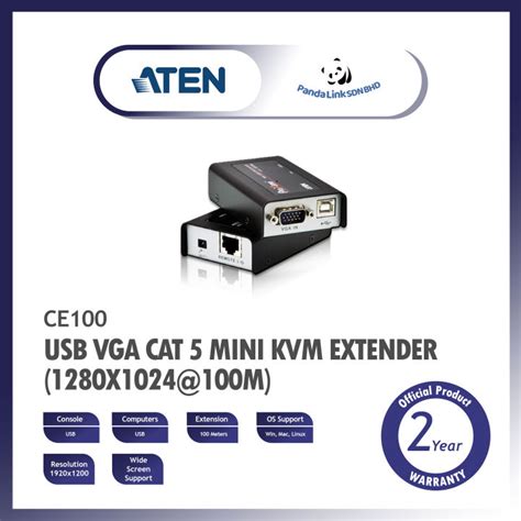 ATEN CE100 USB VGA Cat 5 Mini KVM Extender (1280 x 1024@100m) | Lazada