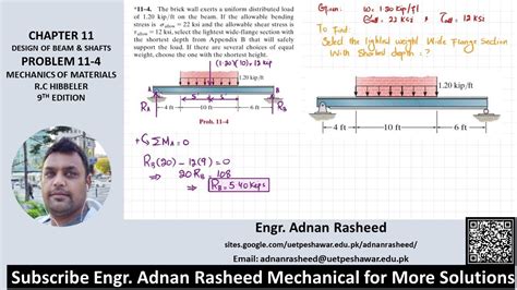 Design Of Beam And Shaft Mechanics Of Materials Rc Hibbeler Youtube