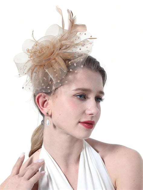 Pc Fascinators Hat For Women Tea Party Headband Mesh Ribbons Feather