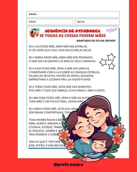 Atividades Se As Coisas Fossem Mães - Sequência de atividades: Se todas as coisas fossem mães – Naiara ...