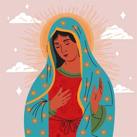 Illustration Von Flat Dia De La Virgen De Guadalupe Premium Vektor