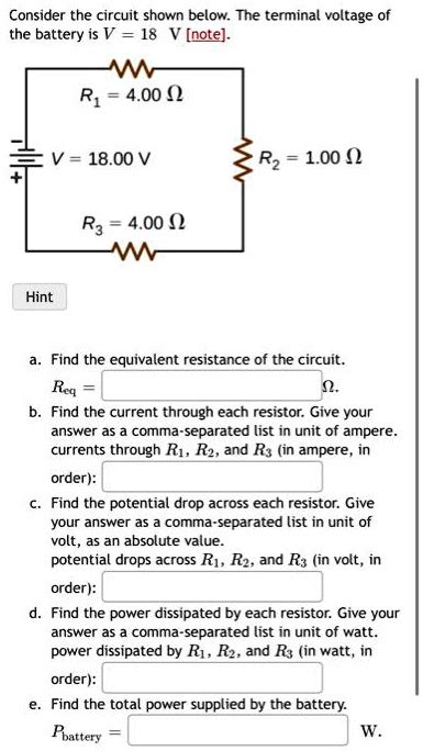 SOLVED Consider The Circuit Shown Below The Terminal Voltage Of The