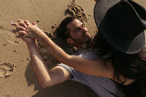 Bearded Man Kissing Brunette Girlfriend With Stock Photo Image Of Love Couple