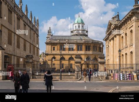 View From Catte Street Of Sheldonian Theatre With Bodleian Library On