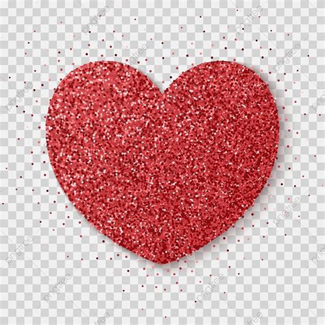 Red Glitter Heart Isolated On A Transparent Background, Dust, Isolated ...