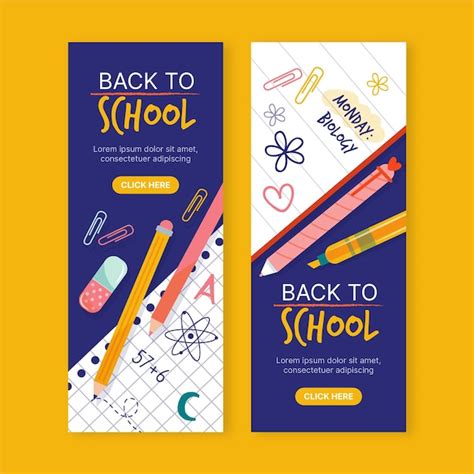 Premium Vector Hand Drawn Back To School Vertical Banners Set