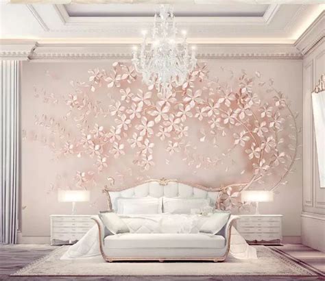 Bacaz Newest 8d Luxurious Elegance Wall Paper Mural 3d Rose Gold Flower Wallpaper Sticker Paper