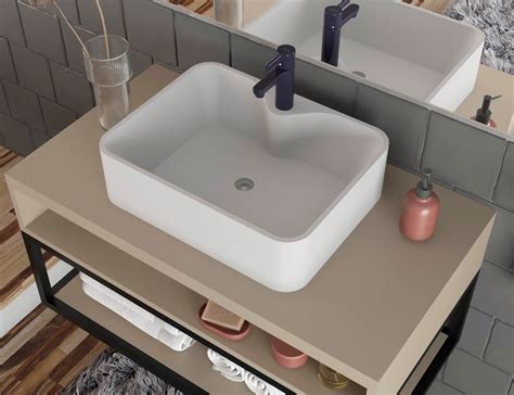 Conjunto Balcão Montado p Banheiro c Espelho Bali Nude Belizze MadeiraMadeira