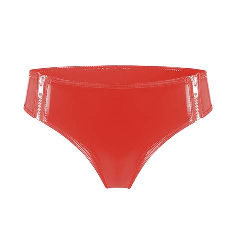 Women Glossy Leather Shorts For Sex Erotic Sexy Pvc Shiny Sheath Underwear Zipper Wetlook Latex