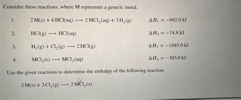 Solved Consider These Reactions Where M Represents A Chegg