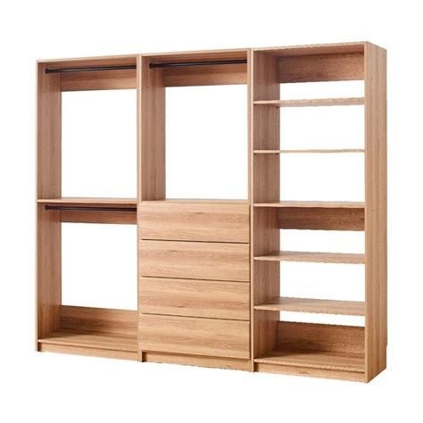 prosper oak freestanding walk  wood closet system bed bath