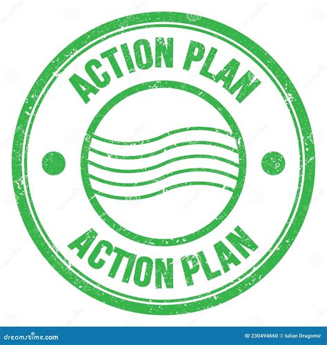 Action Plan Text Written On Green Round Postal Stamp Sign Stock