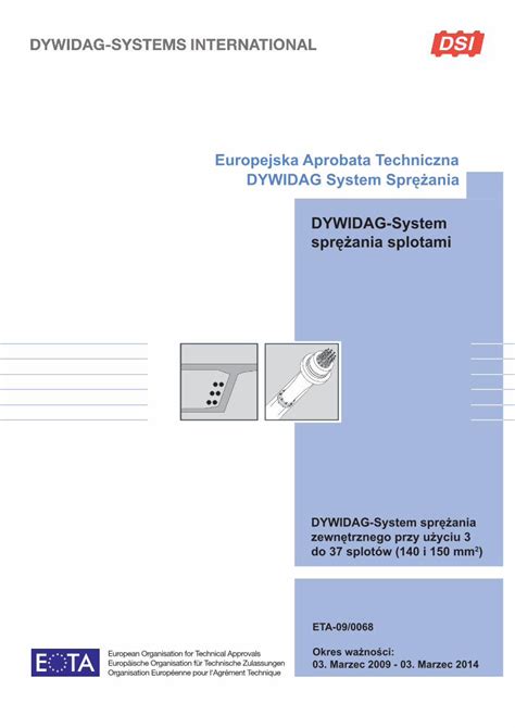 Pdf Europejska Aprobata Techniczna Dywidag System Spr Ania Dokumen