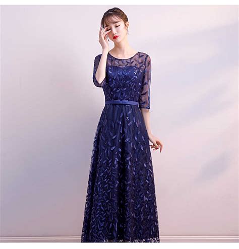 Tingfly Vintage Elegant Leaf Embroidery Royal Blue Prom Maxi Dresses