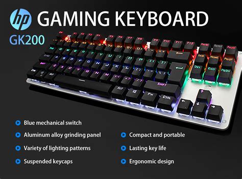 HP GK200 Mechanical Wired Gaming Keyboard With Metal Panel RGB Backlit