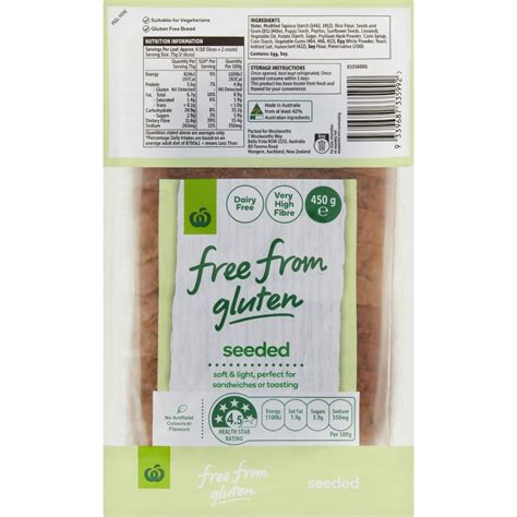 Woolworths Free From Gluten Seeded Bread 450g Bunch