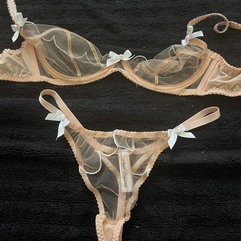 Light Pink Lingerie With Bows Size Small B Depop