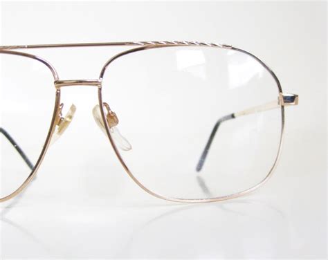 Vintage Gold Aviator Mens Eyeglasses Glasses Deadstock Frames 1970s 70s Seventies Oversized