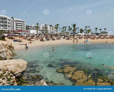 Azure Water On Nissi Beach Ayia Napa Cyprus April 2021 Editorial