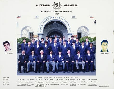 University Entrance Scholars 2003 Auckland Grammar School Archives